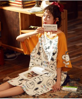 Korean Style Cotton Cute Snoopy Nightdress Ladies ...
