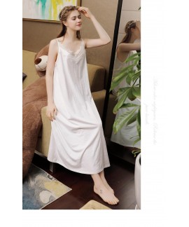 Sexy Lace Nightdress Red Wine Ladies Summer Long Sling Cotton Nightwear Underwear Backless Pajamas Wholesale