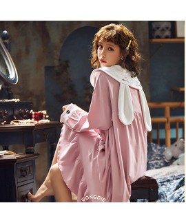 New Style Ladies Long-sleeved Cotton Nightdress Lo...