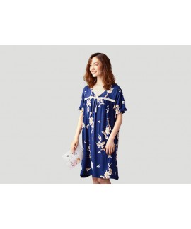 Navy Blue Flower Lace Female Pajamas Women Summer ...