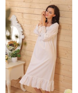 Women Sleepwear Cotton night dress Long Robe Sexy ...