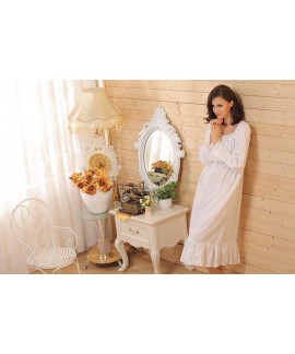 Women Sleepwear Cotton night dress Long Robe Sexy White Plus Size Cotton Nightgowns