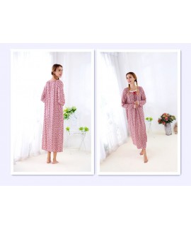 Floral Long Nightgown Ladies Cotton Ankle Length Nightwear Spring Autumn Plus Size Sleeping Dress Princess Sleepwear