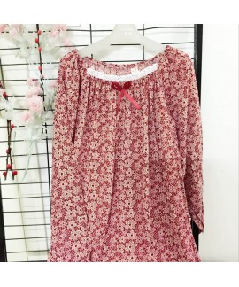 Floral Long Nightgown Ladies Cotton Ankle Length Nightwear Spring Autumn Plus Size Sleeping Dress Princess Sleepwear