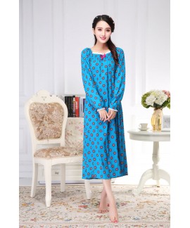 Floral Long Nightgown Ladies Cotton Ankle Length Nightwear Spring Autumn Plus Size Sleeping Dress Princess Sleepwear