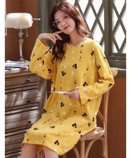 Women Plus Size Korean Version 100% Cotton Nightdr...