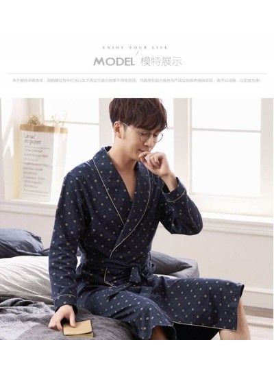 New Men's Cotton Bathrobes Plus Size Nightdress Robe Male Nightgown High Quality Cotton Kimono For Men