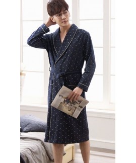 New Men's Cotton Bathrobes Plus Size Nightdress Robe Male Nightgown High Quality Cotton Kimono For Men