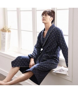 New Men's Cotton Bathrobes Plus Size Nightdress Robe Male Nightgown High Quality Cotton Kimono For Men