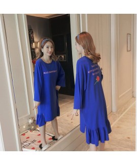 Fashion Women Autumn Winter Night Dress Cotton Long Sleeve Print NIghtgown for Women Thicken Warm Dress Sleepwear