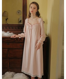 Long White Cotton Sexy Sleep Wear Home Dress Princ...