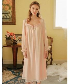 Long White Cotton Sexy Sleep Wear Home Dress Princess Vintage Nightgown Sleepwear Ladies Nightdress