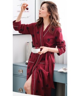 Kimono Print Cotton Robe Nightgown Women Plus Size Bathrobe Female Autumn Winter Spring Warm Sleepwear Ladies Housecoat