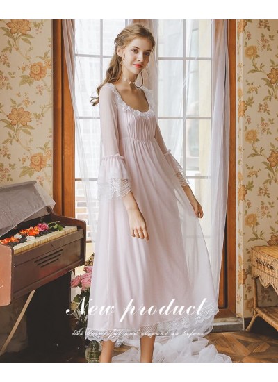 Fashion Cotton Sleepwear Loose Women Long Knee-length Nightgown Vintage Princess Style Pajamas Autumn Winter Ladies Nightdress