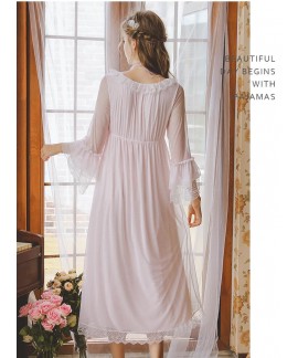 Fashion Cotton Sleepwear Loose Women Long Knee-length Nightgown Vintage Princess Style Pajamas Autumn Winter Ladies Nightdress