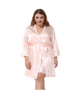 Floral Trim Female Silk Nightwear Plus Size Women ...