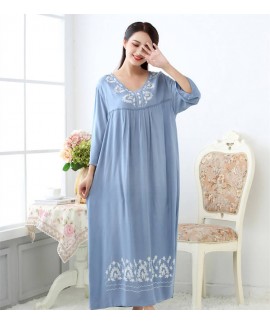 Ladies Spring Autumn 100% Cotton Long Sleeve Night Dress Women's Long Nightgown Loose Comfortable Nightwear for Female