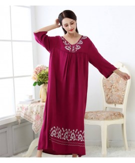 Ladies Spring Autumn 100% Cotton Long Sleeve Night Dress Women's Long Nightgown Loose Comfortable Nightwear for Female