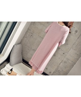 Spring Summer Lotus Leaf Sleepwear Womens Modal Cotton Nightgown Naked Sleeping Long Sleeve Home Dress