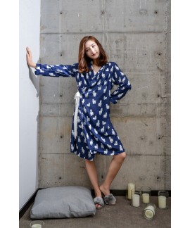 Simulated Silk Nightdress Kimono Bath Robe Autumn ...