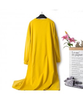 Women Soft Cotton Nightgowns Long Sleeve O Neck Casual Loose Nightwear Antumn Winter Nightdress With Pockets Plus Size