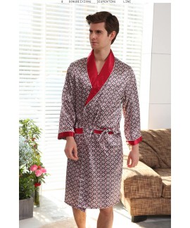 Mens Fashion Luxurious Silk Printed nightgown Summ...