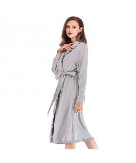 Women Home Clothes 100% Cotton Lace Nightdress Win...