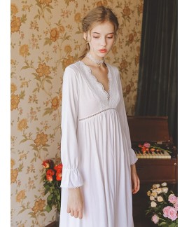 Ladies 100 Cotton Nightgown Spring Autumn Long Sle...