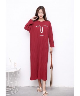 Autumn Winter Female Print Night Dress Sweet Cotton Loose Long-sleeved Nightgown Female Large Size Home Clothes Maternity Pajamas