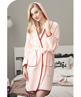 Female Autumn Winter Long Sleeve Nightdress 100% Pure Cotton Thicken Nightgown Female Warm Leisure Plus Size Womens Hooded Kimono Robe