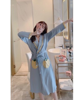 Spring Autumn Fashion Lovely Thicken Nightgowns Women's Bathrobe Women Pajamas 100% Cotton Warm Sleepwear