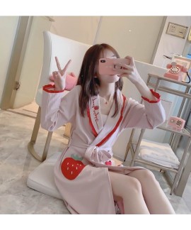 Spring Autumn Fashion Lovely Thicken Nightgowns Women's Bathrobe Women Pajamas 100% Cotton Warm Sleepwear