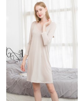 Knitted Silk Lace Sleepwear Long Sleeve Women Nigh...