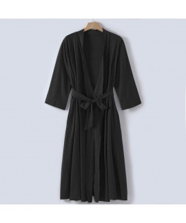 Autumn Winter New Modal Cotton V-neck Nightgown Sexy Ladies Nightdress Large Size Long Sleeve Sleepwear Lightweight Bathrobe With Belt