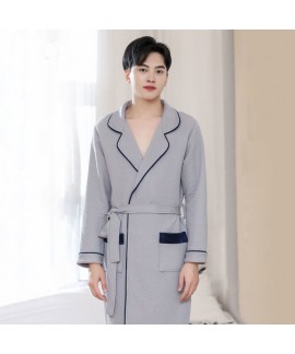 Men bathrobes pure cotton thick quilted long-sleeved pajamas home service bathrobe winter autumn wholesale