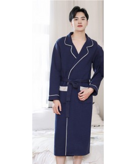 Men bathrobes pure cotton thick quilted long-sleeved pajamas home service bathrobe winter autumn wholesale