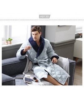 Winter men's warm robe plus cotton nightgown thicker and longer bathrobes for the elderly wholesale