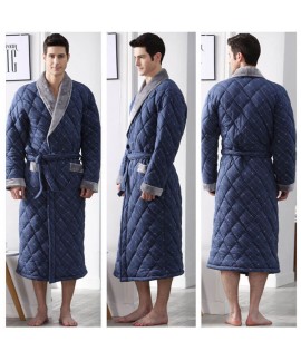 Winter men's warm robe plus cotton nightgown thicker and longer bathrobes for the elderly wholesale