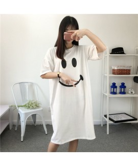 Pajamas Women Summer Cotton Mid-sleeves Cute Smili...