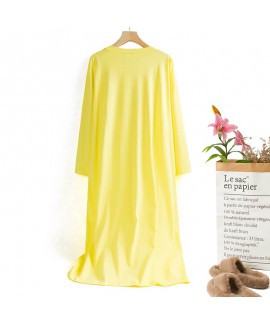 Pajamas Women Summer Cotton Mid-sleeves Cute Smiling Face Mid-length Plus Size Nightdress Wholesale