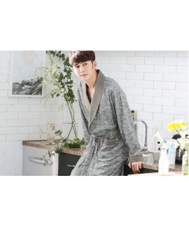 Men's Grey Print Cotton Classical Nightgown Spring...