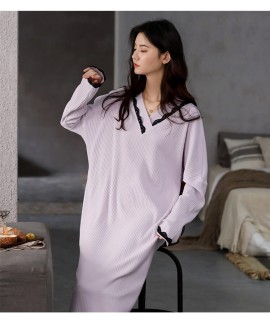 2020 Autumn Nightdress Women Long Sleeve Pure Cott...