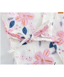 Summer Lovely Thin 100% Cotton Nightwear Flower Print Women Kimono Nightgown Female Robe Sweet Nightwear