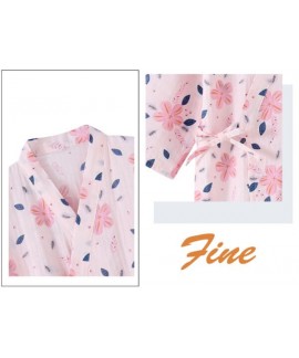 Summer Lovely Thin 100% Cotton Nightwear Flower Print Women Kimono Nightgown Female Robe Sweet Nightwear