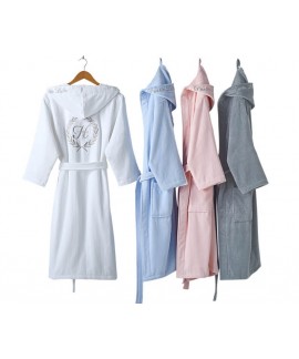 Fashion Casual Mens Print Bathrobes Cotton Thick V Neck Long Sleeve Adult Hooded Warm Male Absorbent Nightgown Coat