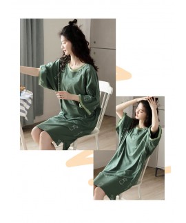 Cotton Cartoon Soft Nightdress With Three-quarter Sleeves Summer Korean Ins Ladies Nightgown Wholesale