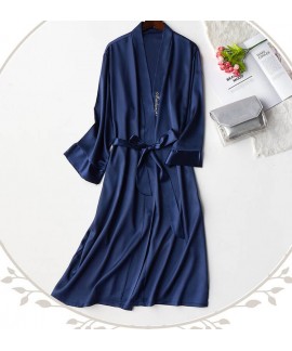 Pure Color Silk Night wear Mens Korean Nightgowns Thin Loose Summer Bathrobe Home Service