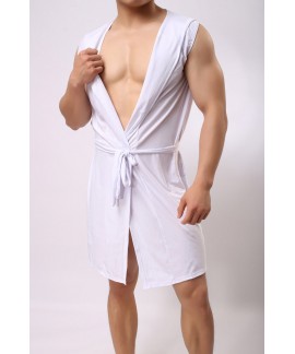 Best Price Summer Pyjamas Men Sexy Pajamas Single Piece Bath Robe Silk Pijama Male Hooded Wholesale and Retail