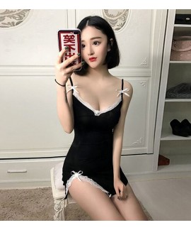 Sexy Lace Cotton Nightgown Women Mini Short Dress ...