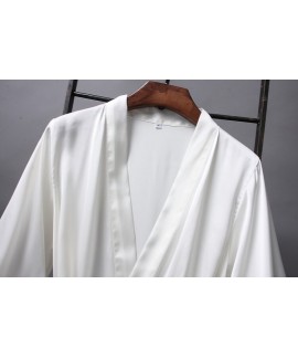 Silk Satin Pure Color Sexy Lace Nightdress Women Silk Nightgown Spring Summer Robes Bathrobe Kimono